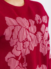PLUS SIZE LONG SLEEVE FLORAL PRINT PULLOVER SWEATER