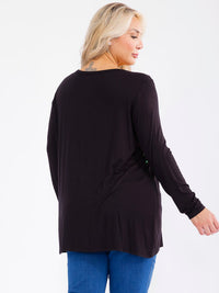 PLUS SIZE LONG SLEEVE V-NECK COLORBLOCK SEQUINS STRIPES TOP