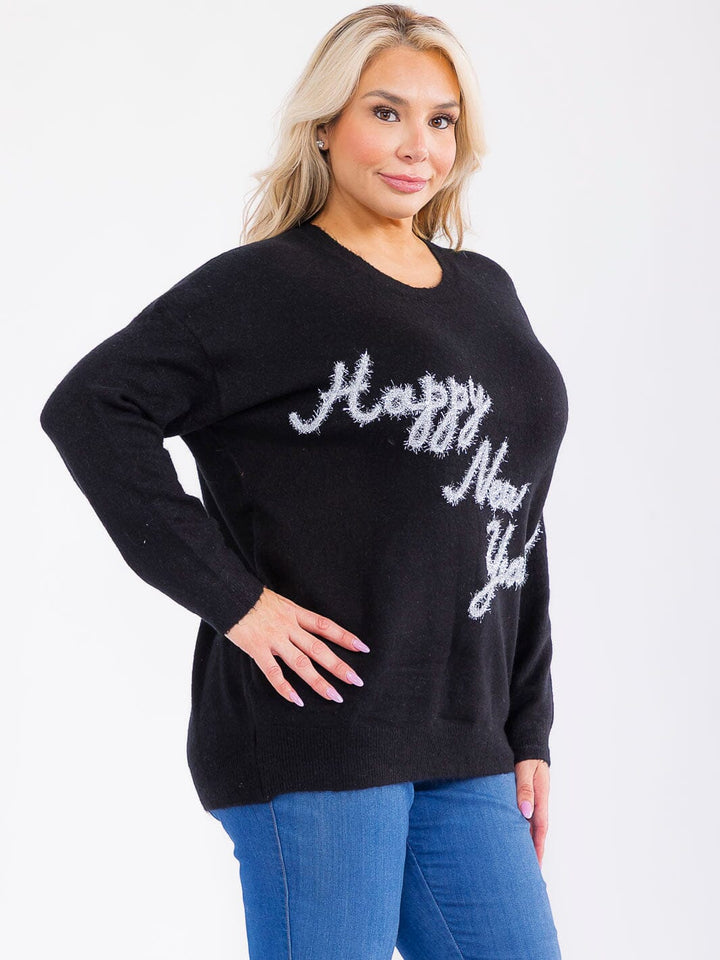 PLUS SIZE LONG SLEEVE GRAPHIC HOLIDAY PULLOVER SWEATER