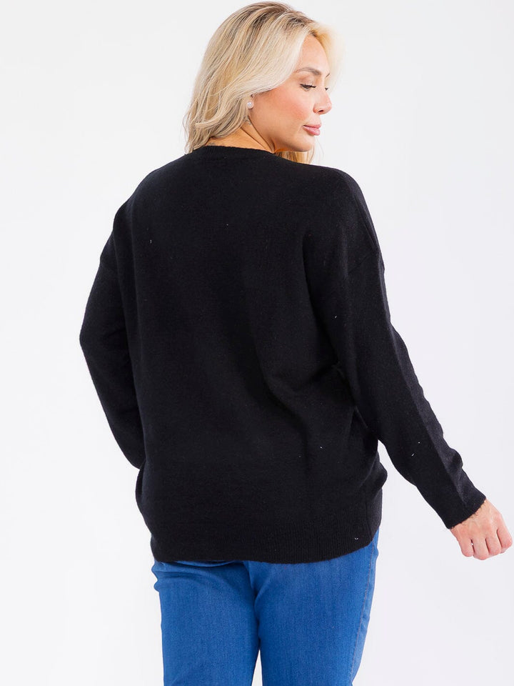 PLUS SIZE LONG SLEEVE GRAPHIC HOLIDAY PULLOVER SWEATER