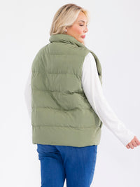 PLUS SIZE SLEEVELESS ZIP UP FRONT POCKETS PUFFER VEST