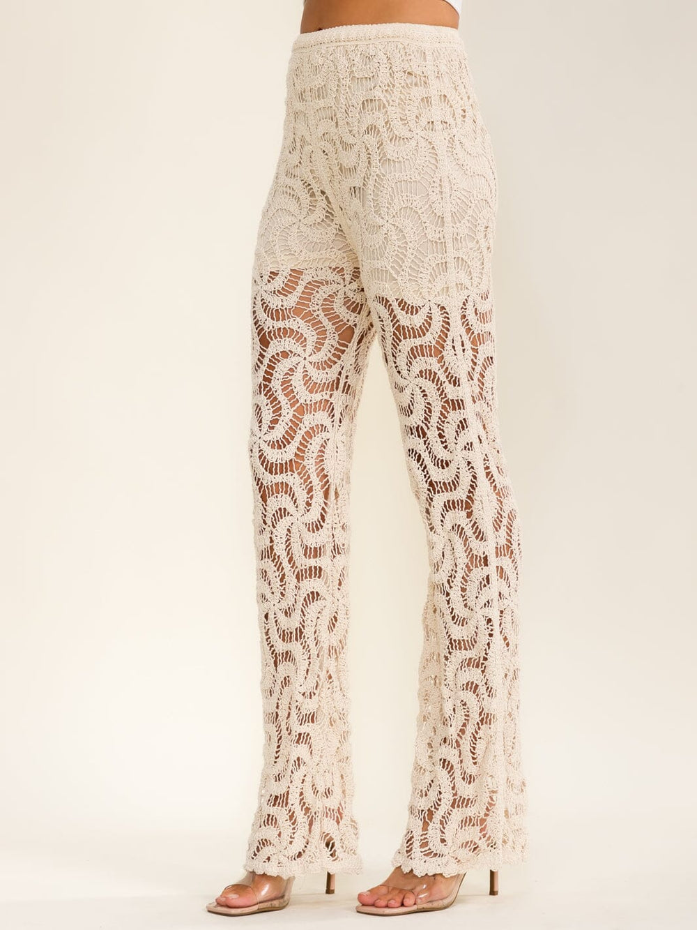 WOMEN'S ELASTIC WAIST CROCHET BELL LEG PANTS