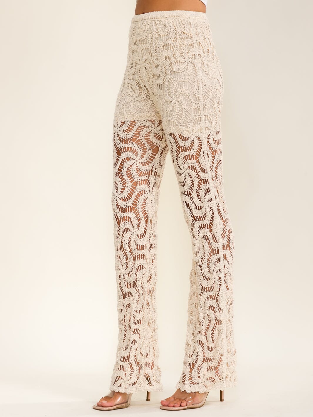 WOMEN'S ELASTIC WAIST CROCHET BELL LEG PANTS