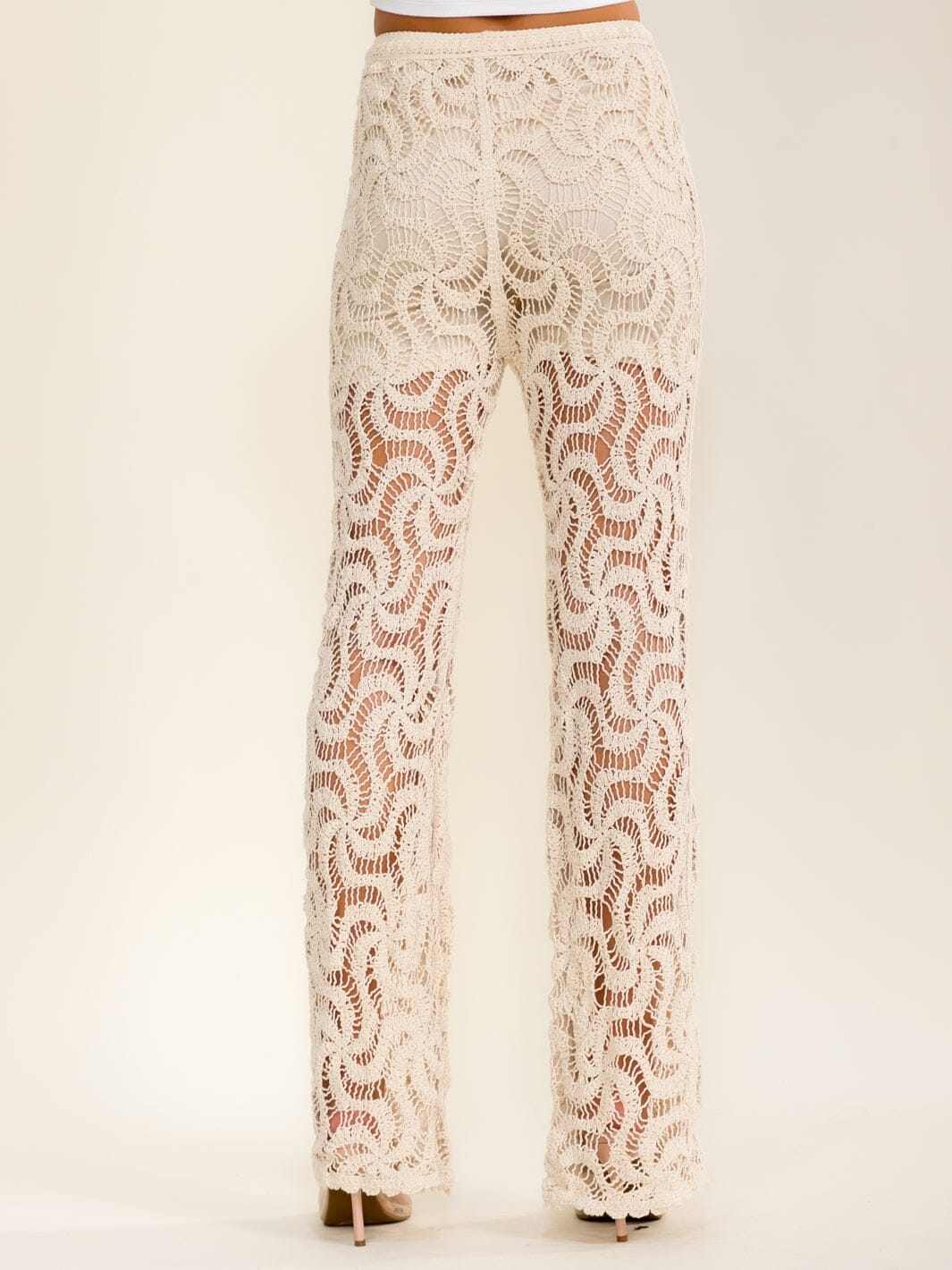 WOMEN'S ELASTIC WAIST CROCHET BELL LEG PANTS