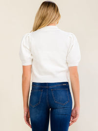 WOMEN'S SHORT PUFF SLEEVE BABE SWEATER BLOUSE