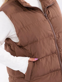 PLUS SIZE SLEEVELESS ZIP UP FRONT POCKETS PUFFER VEST