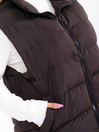 PLUS SIZE SLEEVELESS ZIP UP FRONT POCKETS PUFFER VEST