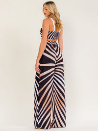 WOMEN'S SLEEVELESS SMOCK CROP TOP & ELASTIC WAIST WIDE LEG PANTS MULTI PRINT 2PC. SET