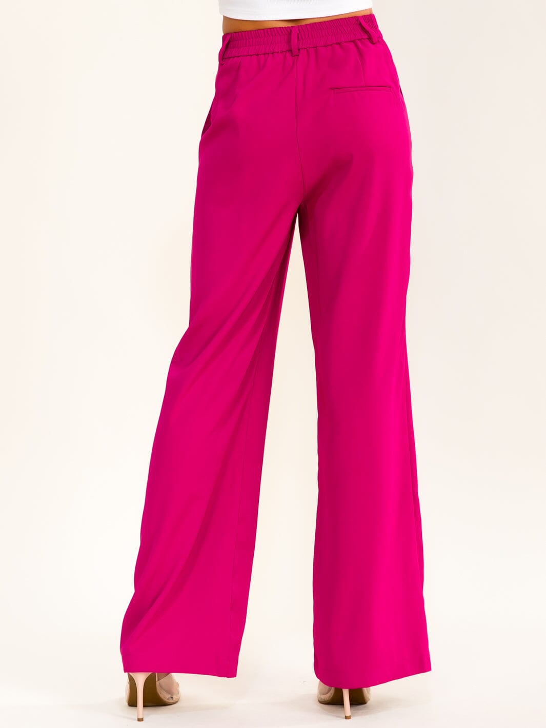 ENTRO WOMEN'S BUTTON CLOSURE POCKETS WIDE LEG PANTS
