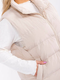 PLUS SIZE SLEEVELESS ZIP UP FRONT POCKETS PUFFER VEST