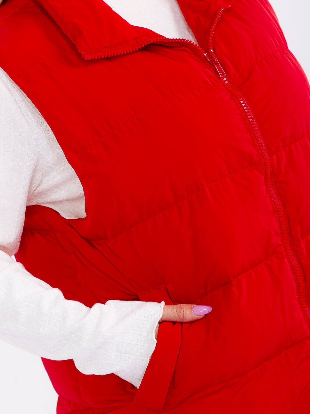 PLUS SIZE SLEEVELESS ZIP UP FRONT POCKETS PUFFER VEST