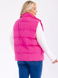 PLUS SIZE SLEEVELESS ZIP UP FRONT POCKETS PUFFER VEST