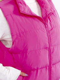PLUS SIZE SLEEVELESS ZIP UP FRONT POCKETS PUFFER VEST