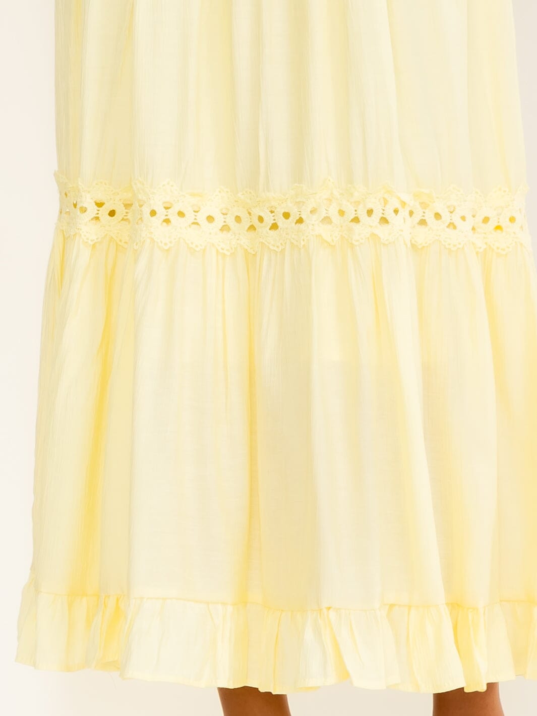 WOMEN'S ELASTIC WAIST TIERED CROCHET MAXI SKIRT