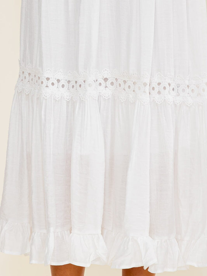 WOMEN'S ELASTIC WAIST TIERED CROCHET MAXI SKIRT