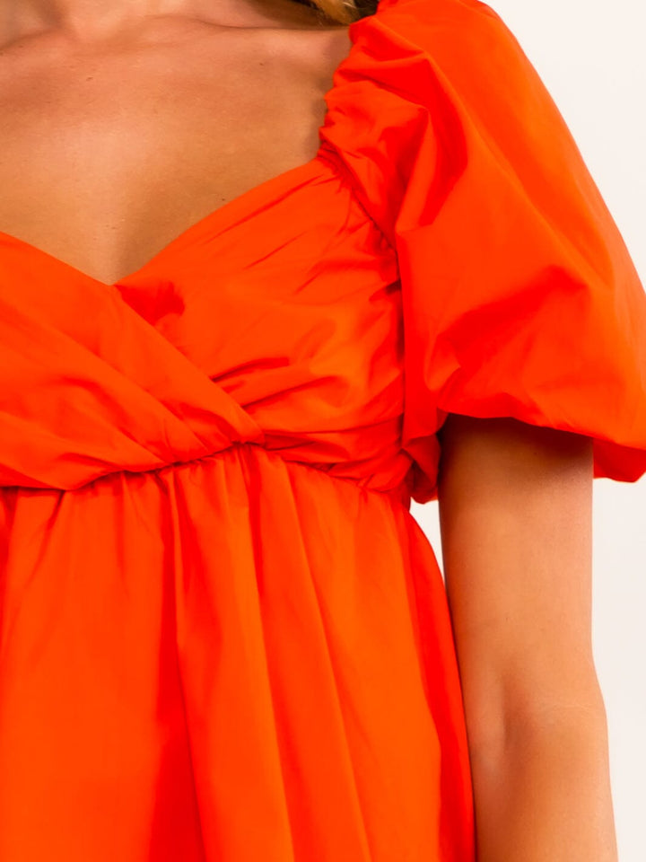 WOMEN'S SHORT PUFF SLEEVE SURPLICE SMOCK PEPLUM BLOUSE