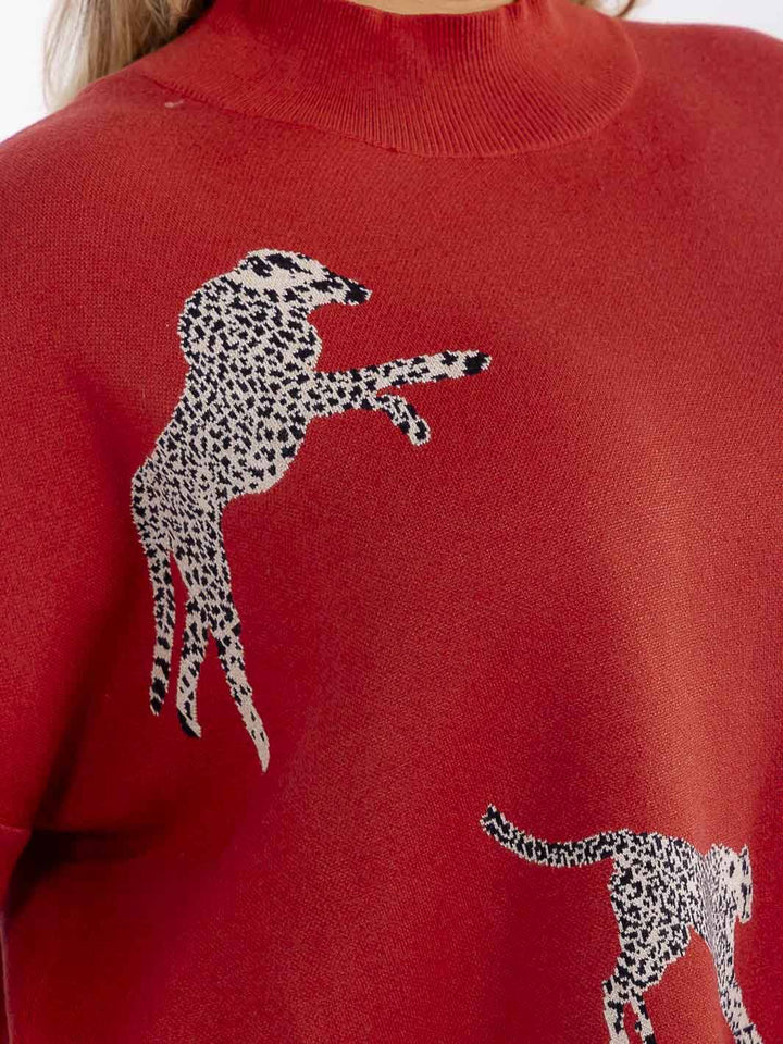 PLUS SIZE LONG SLEEVE MOCK NECK GRAPHIC PULLOVER OVERSIZED SWEATER