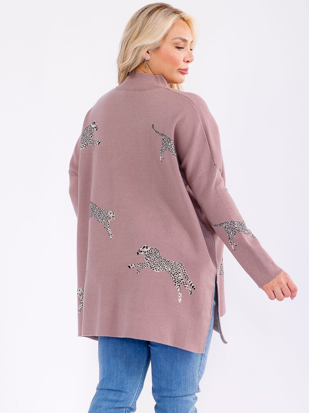 PLUS SIZE LONG SLEEVE MOCK NECK GRAPHIC PULLOVER OVERSIZED SWEATER