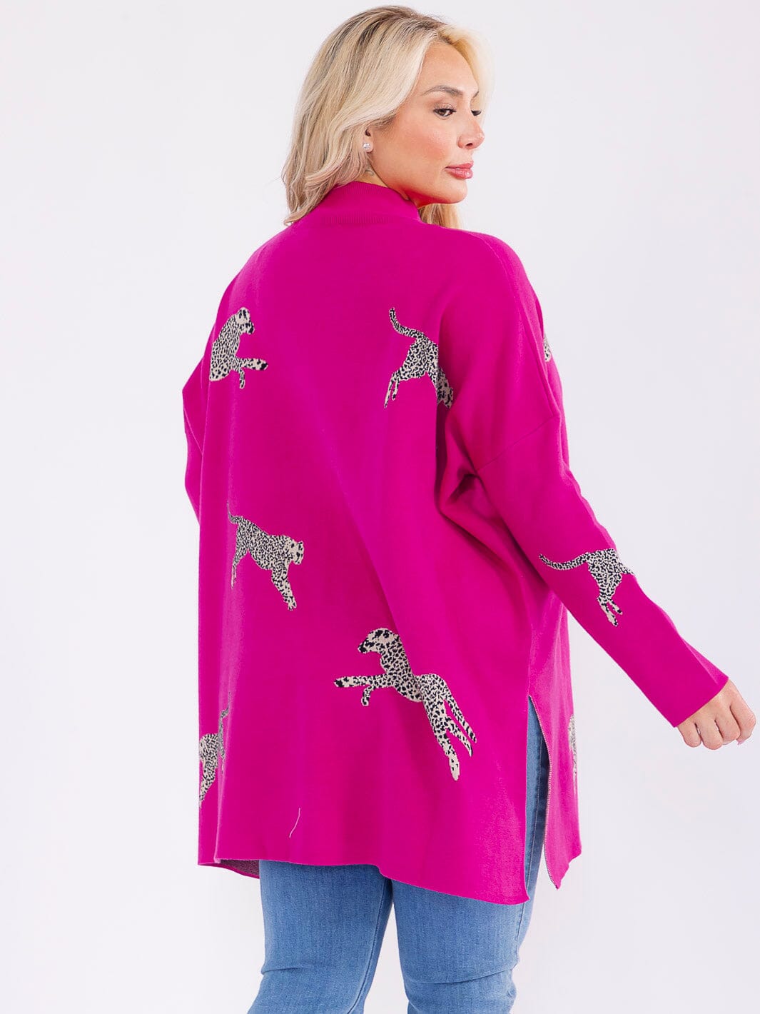 PLUS SIZE LONG SLEEVE MOCK NECK GRAPHIC PULLOVER OVERSIZED SWEATER