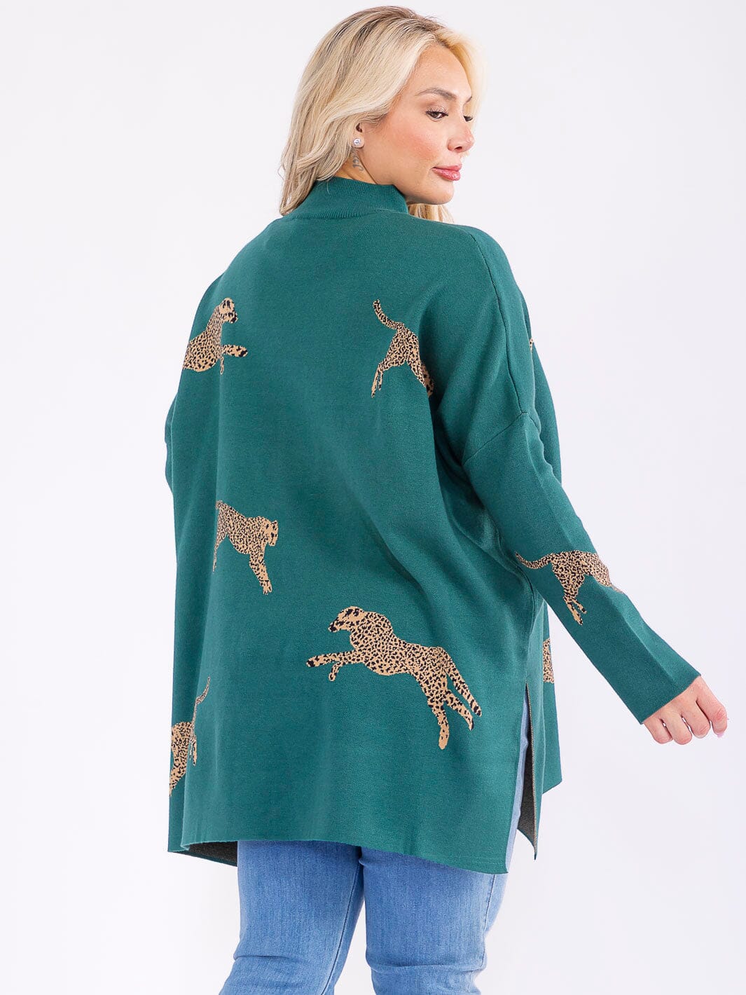 PLUS SIZE LONG SLEEVE MOCK NECK GRAPHIC PULLOVER OVERSIZED SWEATER