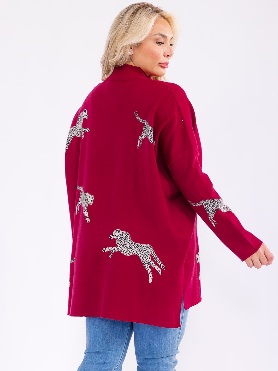 PLUS SIZE LONG SLEEVE MOCK NECK GRAPHIC PULLOVER OVERSIZED SWEATER