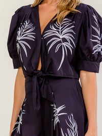 WOMEN'S SHORT SLEEVE BLOUSE & ZIP UP WIDE LEG PANTS MULTI PRINT 2PC. SET