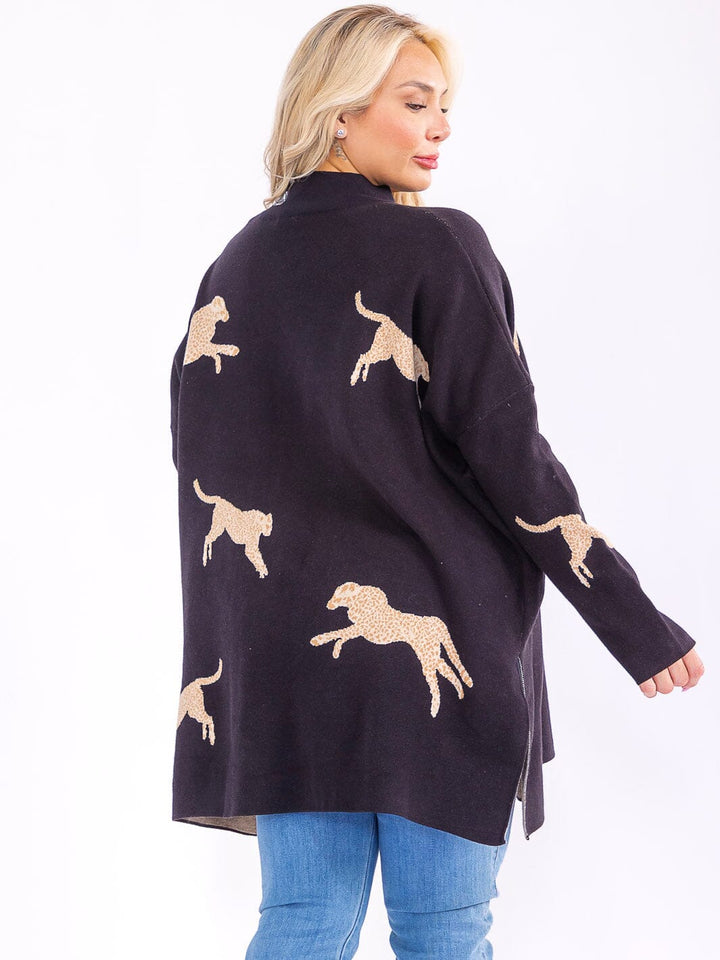 PLUS SIZE LONG SLEEVE MOCK NECK GRAPHIC PULLOVER OVERSIZED SWEATER