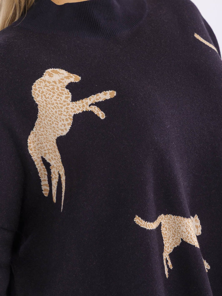 PLUS SIZE LONG SLEEVE MOCK NECK GRAPHIC PULLOVER OVERSIZED SWEATER