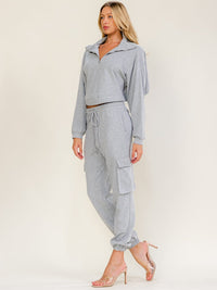 WOMEN'S LONG SLEEVE OPEN BACK SWEATER & ELASTIC WAIST JOGGER PANTS 2PC. SET