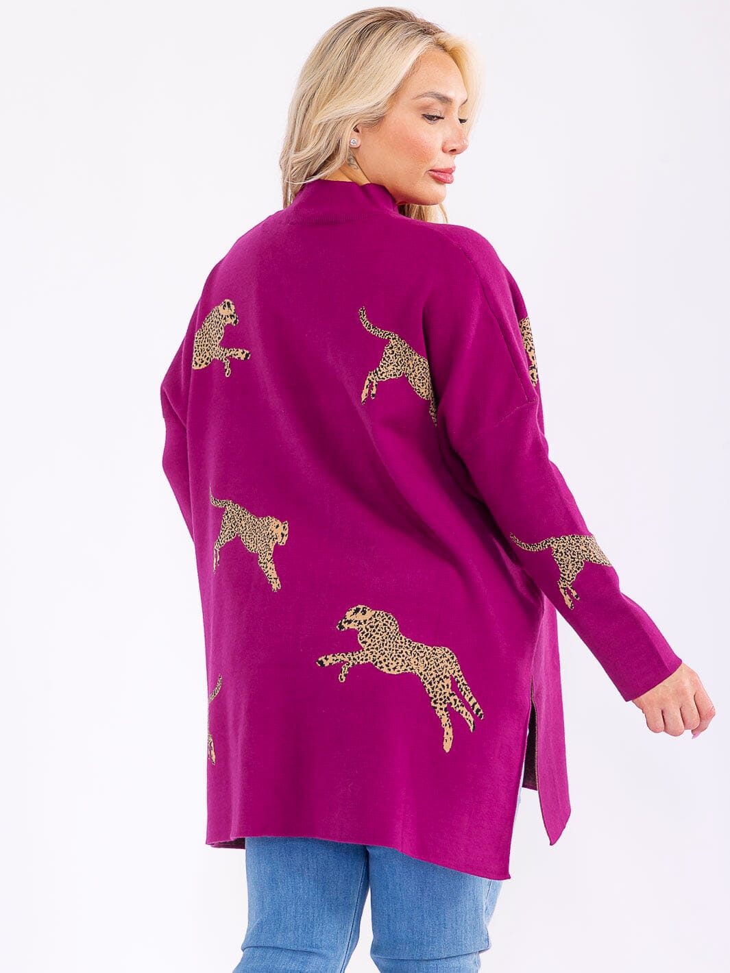 PLUS SIZE LONG SLEEVE MOCK NECK GRAPHIC PULLOVER OVERSIZED SWEATER