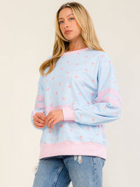 WOMEN'S LONG SLEEVE FLORAL PRINT PULLOVER SWEATER