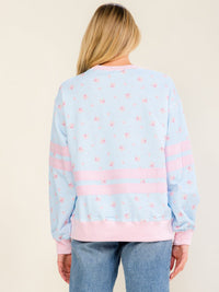 WOMEN'S LONG SLEEVE FLORAL PRINT PULLOVER SWEATER
