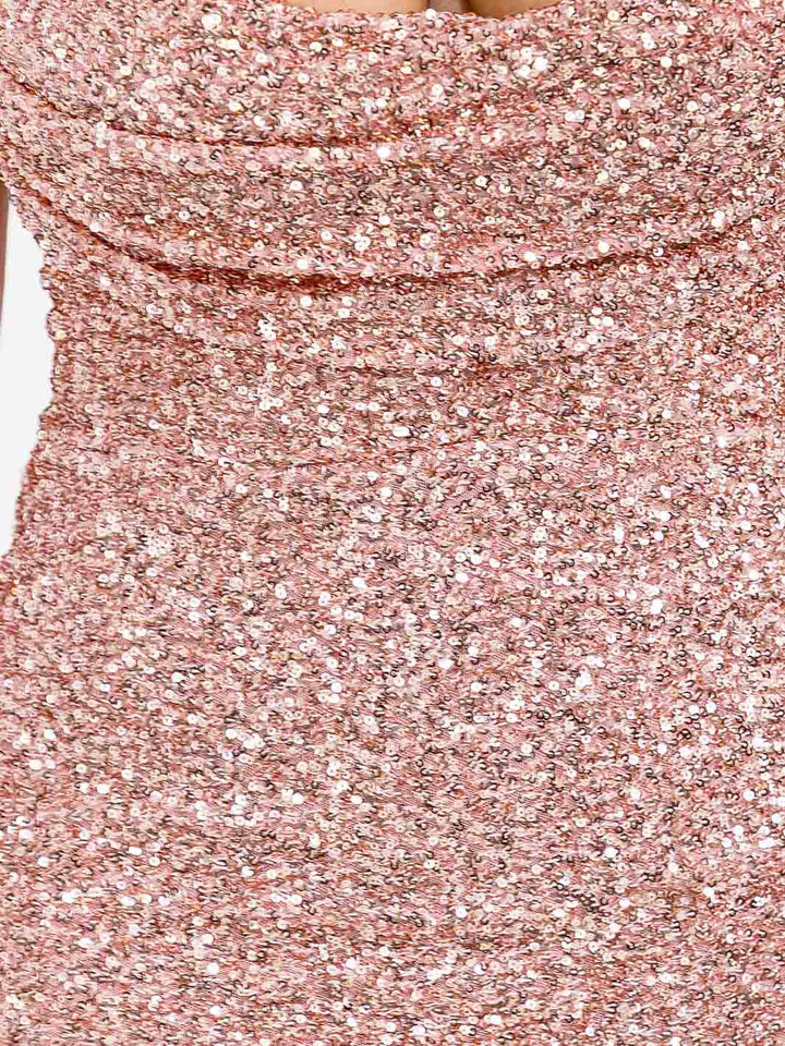 WOMEN'S SLEEVELESS OPEN BACK SEQUINS BODYCON MIDI DRESS