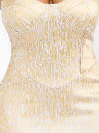 WOMEN'S SLEEVELESS BANDAGE SHIMMER BODYCON MIDI DRESS