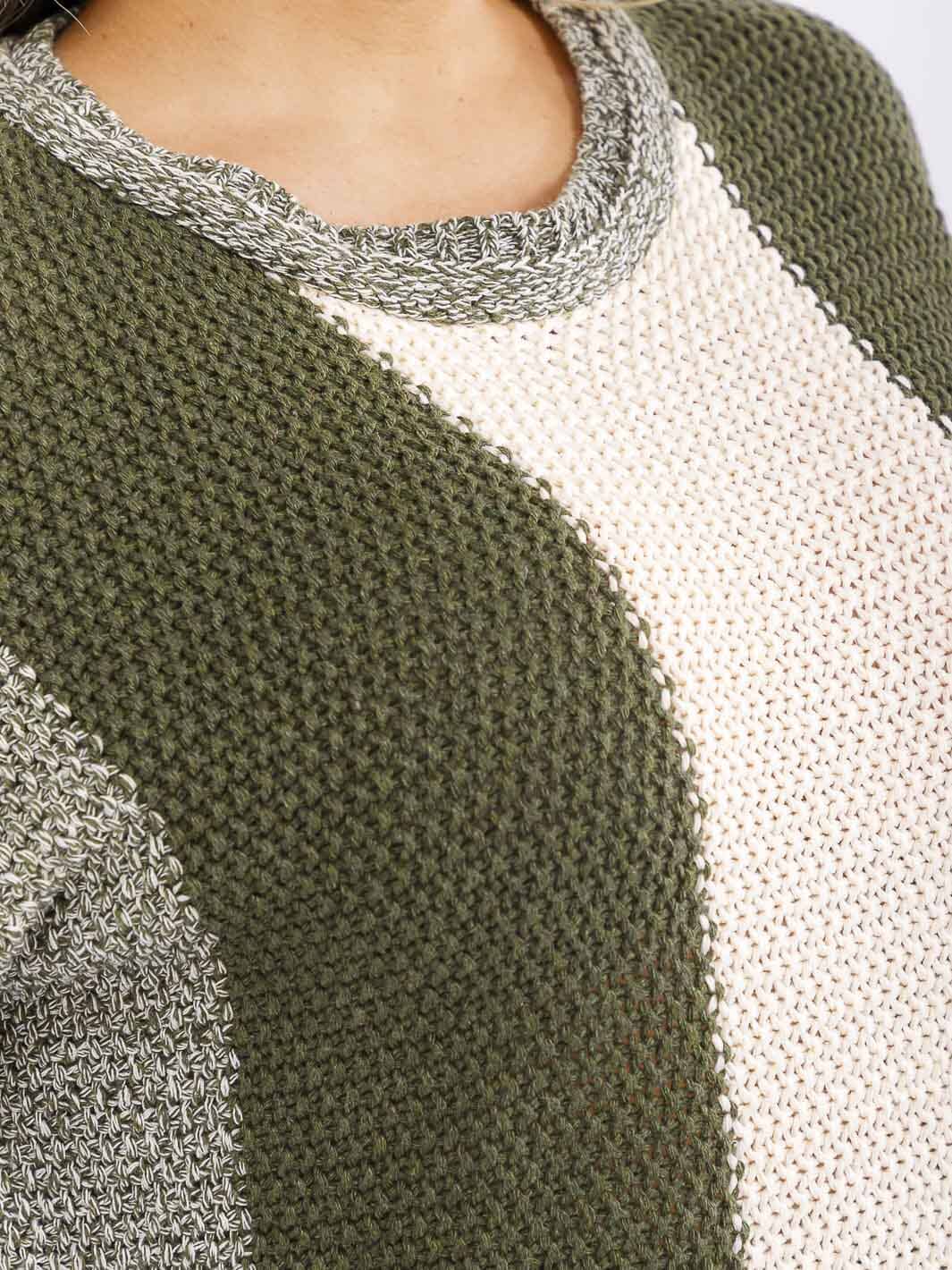 PLUS SIZE LONG SLEEVE COLORBLOCK KNIT PULLOVER SWEATER