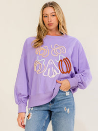 WOMEN'S LONG SLEEVE GRAPHIC PULLOVER SWEATER
