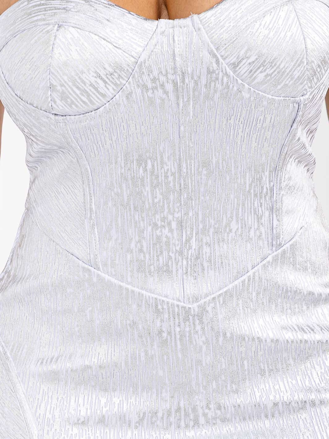 WOMEN'S SLEEVELESS BANDAGE SHIMMER BODYCON MIDI DRESS