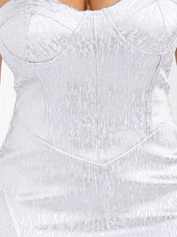WOMEN'S SLEEVELESS BANDAGE SHIMMER BODYCON MIDI DRESS