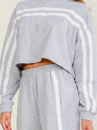 WOMEN'S LONG SLEEVE SWEATER & ELASTIC WAIST PANTS LACE TRIM DETAILED 2PC. SET