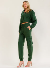 WOMEN'S LONG SLEEVE OPEN BACK SWEATER & ELASTIC WAIST JOGGER PANTS 2PC. SET