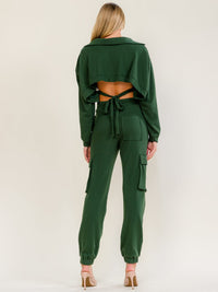 WOMEN'S LONG SLEEVE OPEN BACK SWEATER & ELASTIC WAIST JOGGER PANTS 2PC. SET