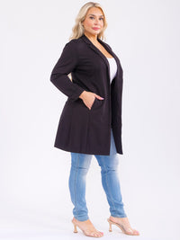 PLUS SIZE LONG SLEEVE OPEN FRONT POCKETS CARDIGAN