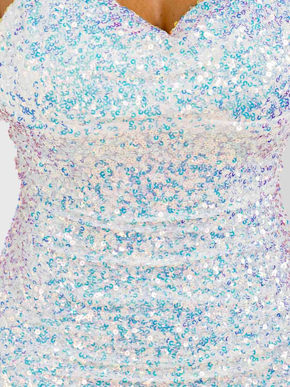 WOMEN'S SLEEVELESS OPEN BACK SEQUINS RUCHED BODYCON MINI DRESS