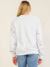 WOMEN'S LONG SLEEVE CLOVER LUCKY STITCHED GRAPHIC PULLOVER SWEATER