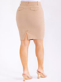 WOMEN'S BUTTON CLOSURE POCKETS STRETCH MINI SKIRT