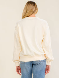 WOMEN'S LONG SLEEVE FLOWER DETAILED PULLOVER SWEATER