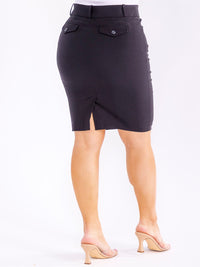 WOMEN'S BUTTON CLOSURE POCKETS STRETCH MINI SKIRT