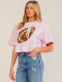 WOMEN'S SHORT SLEEVE FOOTBALL GRAPHIC BASIC TOP
