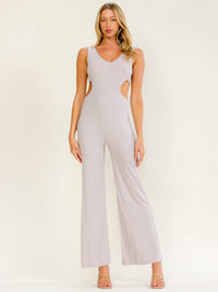 WOMEN'S SLEEVELESS SIDE CUT OUT WIDE LEG JUMPSUIT