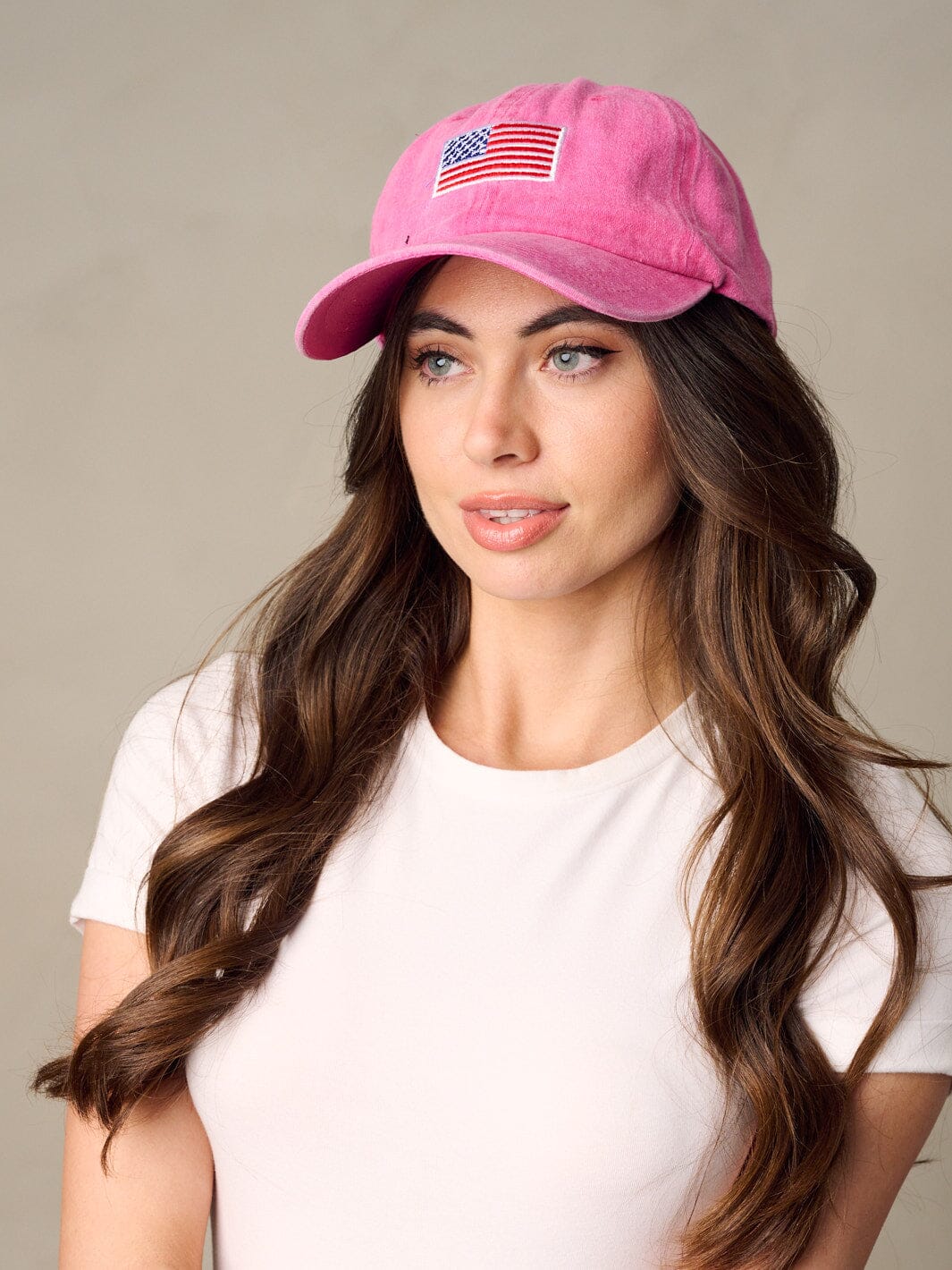 WOMEN'S WASHED USA FLAG BASEBALL CAPS